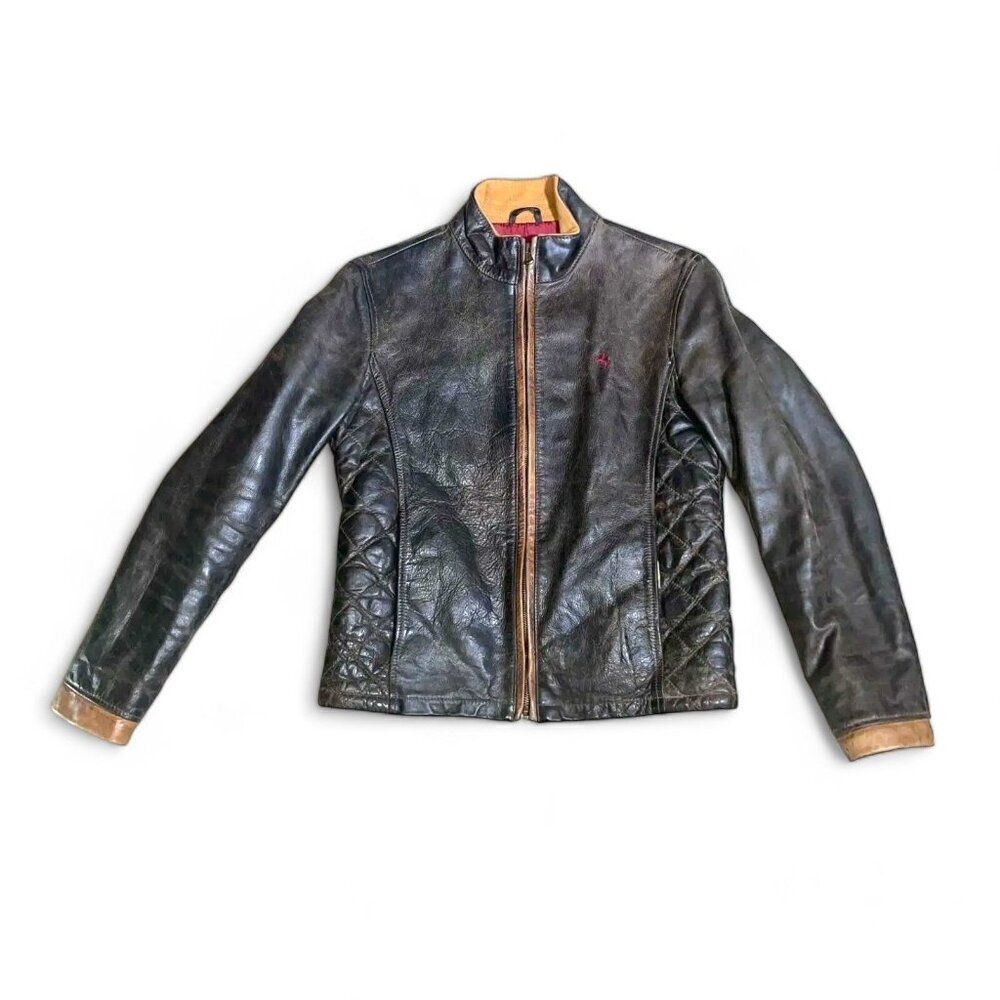 Flia x Ferrari Vintage‎ 90s Distressed Leather Jacket Rare Women's Medium (M)